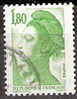 Timbre France Y&T N°2375 (01) Obl. Liberté De Gandon. 1 F. 80. Vert. Cote 0.15 € - 1982-1990 Liberté (Gandon)