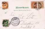 N060/- NORWEGEN -  4 Farben Posthorn/Ziffer 1,2,3,5 Öre 1901 N. D..AK Trachtenkarte - Covers & Documents