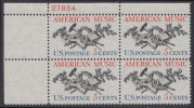 !a! USA Sc# 1252 MNH PLATEBLOCK (UL/27854) - American Music - Nuovi