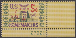 !a! USA Sc# 1253 MNH SINGLE From Lower Right Corner W/ Plate-# 27921 - Homemakers - Unused Stamps