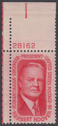 !a! USA Sc# 1269 MNH SINGLE From Upper Left Corner W/ Plate-# 28162 - Herbert Hoover - Nuovi