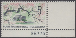 !a! USA Sc# 1318 MNH SINGLE From Lower Right Corner W/ Plate-# 28775 - Beautification Of America - Nuovi