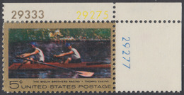 !a! USA Sc# 1335 MLH SINGLE From Upper Right Corner W/ Plate-# 29275 - Thomas Eakins - Nuovi