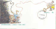 AUSTRALIA : 1990 : Post. Stat. : INTERNATIONAL LITERACY YEAR 1990 : READ,WRITE,ROUET,SPINNING-WHEEL,ALPHABET, - Interi Postali