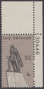 !a! USA Sc# 1359 MLH SINGLE From Upper Right Corner W/ Plate-# 30446 - Leif Erikson - Nuovi