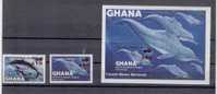 Ghana - Serie Completa Nuova + Foglietto: Delfini - Sovrastampatiper Il 19° Congresso Dell'UPU - U.P.U.