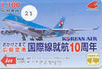 Flugzeug Auf Telefonkarte (27) KOREAN AIR Avions Telecarte Japon Flugzeuge Air Vliegtuig Aeroplani Airplane Aeroplanos - Vliegtuigen