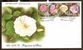 India 2007 FLOWERS, FRAGNANCE OF INDIAN ROSES, SCENTED STAMP FDC Inde Indien # 9189 - Roses