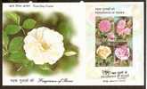 India 2007 FLOWERS, FRAGNANCE OF INDIAN ROSES, SCENTED M/s ON FDC Inde Indien # 9199 - Rosas