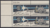 !a! USA Sc# 1434-1435 MNH PLATEBLOCK (UL/33154) (Gum Slightly Damaged) - Space Achievement - Nuovi