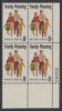 !a! USA Sc# 1455 MNH PLATEBLOCK (LR/33383) - Family Planning - Nuovi