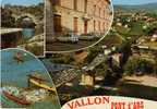 CPSM, VALLON PONT D´ARC, LE PONT D´ARC, LE CHATEAU, CANOËS SUR L´ARDECHE, LE PONT DE SALAVAS.DATEE 1976 - Vallon Pont D'Arc