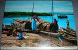 Africa,Zambia,Boats,River Scene,People,Customs,postcard - Sambia