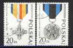 POLOGNE POLAND 1988 YT 2971 /72  MEDAILLES MILITAIRES OB. USED  Tb++ - Gebraucht