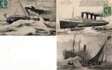 BATEAUX...Paquebots..Le France + 1 Steamer + 1autre Rapide  3 CP Montage Et Dessinées. - Other & Unclassified