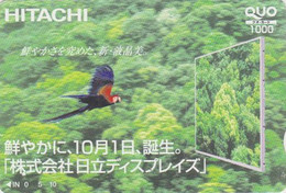 Carte Prépayée JAPON - ANIMAL - Oiseau PERROQUET ARA - PARROT BIRD JAPAN Prepaid QUO Card - PAPAGEI Vogel  - 11 - Pappagalli