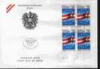 Fdc Autriche 1986 Organisations Internationales Institutions Admission Conseil De L'Europe Drapeaux Bloc 4 - EU-Organe