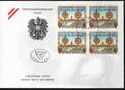 Fdc Autriche 1986 Armoiries Médailles Leopold & Otakar Bloc 4 - Covers