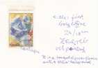 Jugoslawien Autographed Oil Painted Picture Postage Stamp "bouquet Of Paper"  Attached To A Card 1980 - Gravures