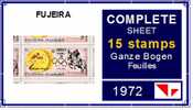 OLYMPIC Fujeira 1972, Munich England Meade Horse 5R Sheet:15 Stamps [hojas,Ganze Bogen,feuilles,foglios,vellen] - Fujeira