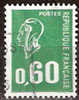 Timbre France Y&T N°1814 (01) Obl  Marianne De Béquet.  0 F.60 Vert. Cote 0,15 € - 1971-1976 Marianne De Béquet