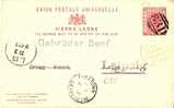 SIE006 /  SIERRA-LEONE - Doppelkarte P3. B31-Entwertung 1896 - Sierra Leone (...-1960)