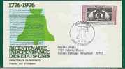 PHILADELPHIA LIBERTY BELL - US  INDEPENDANCE 200th ANNIV - MONACO 1976 FDC - Yvert # 1055 - Us Independence