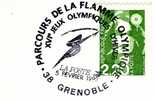 Cachet Temporaire GRENOBLE étape Flamme Olympique 1992 - Hiver