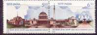 Architecture, Lotus Temple, Red Fort, New Delhi, Se-tennant,  India, S. G. 1456-57, - Unused Stamps