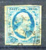 1852 Koning Willem III 5 Cent BLAUW NVPH 1 * Periode 1852  Nederland  Nr. 1 Gebruikt  (57) - Oblitérés