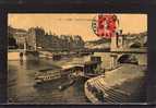 69 LYON II Pont De La Feuillée, Animée, Bateau Promenade, Débarcadère, Carte Toilée, Colorisée, Ed HD 77, 1909 - Lyon 2