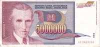 YOUGOSLAVIE    5 000 000 Dinara   Daté De 1993    Pick 121   *****QUALITE  VF+ ***** - Yugoslavia