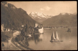 CPA Non écrite Suisse Le Château De CHILLON Au Fond L'Eglise De Villeneuve - Villeneuve