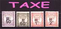 France TAXE 1926  N°51 à 54  Neuf  X   Serie Compl.= 4 Valeurs - 1859-1959.. Ungebraucht