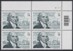 !a! USA Sc# 3545 MNH PLATEBLOCK (UR/B11/a) - James Madison - Ongebruikt