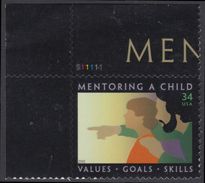 !a! USA Sc# 3556 MNH SINGLE From Upper Left Corner W/ Plate-# (UL/S11111) - Mentoring A Child - Nuovi