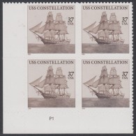 !a! USA Sc# 3869 MNH PLATEBLOCK (LL/P1/a) - USS Constallation - Unused Stamps