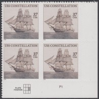 !a! USA Sc# 3869 MNH PLATEBLOCK (LR/P1/a) - USS Constallation - Nuevos