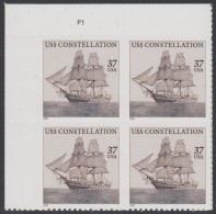 !a! USA Sc# 3869 MNH PLATEBLOCK (UL/P1/a) - USS Constallation - Unused Stamps