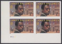 !a! USA Sc# 3871 MNH PLATEBLOCK (LL/P11111) - James Baldwin - Unused Stamps