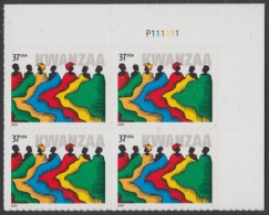 !a! USA Sc# 3881 MNH PLATEBLOCK (UR/P111111) - Kwanzaa - Neufs