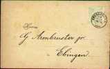 WÜRTTEMBERG 1885 - POSTAL CARD To EBINGEN - Covers & Documents