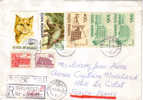Recommandée Bucarest Pour France Chat Dinosaure 30 Mai 1994 - Covers & Documents
