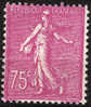 FRANCE 1926 - YT N° 202 * - Semeuse Fond Lignée - 75c Lilas-rose - 1903-60 Säerin, Untergrund Schraffiert