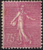 FRANCE 1926 - YT N° 202 * - Semeuse Fond Lignée - 75c Lilas-rose - 1903-60 Semeuse A Righe