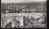 50...TOURLAVILLE...3 VUES.......CPSM.......ECRITE..‹(•¿•)› - Other & Unclassified