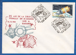 Rumänien; Brief Space; Raumfahrt; 25 Jahre Iuri Gagarin; 1986 Botosani; Nr. 141, Romania - UdSSR