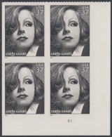 !a! USA Sc# 3943 MNH PLATEBLOCK (LR/S1) - Greta Garbo - Ongebruikt