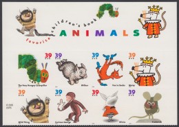 !a! USA Sc# 3987-3994 MNH BLOCK(8) W/ Top-Label (a) - Favorite Children's Book Illustrations - Neufs