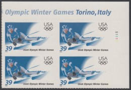 !a! USA Sc# 3995 MNH PLATEBLOCK (UR/S1111/a) - Winter Olympic Games 2006 - Nuovi